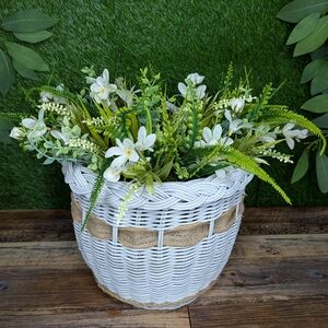 Hanging White Whicker Basket